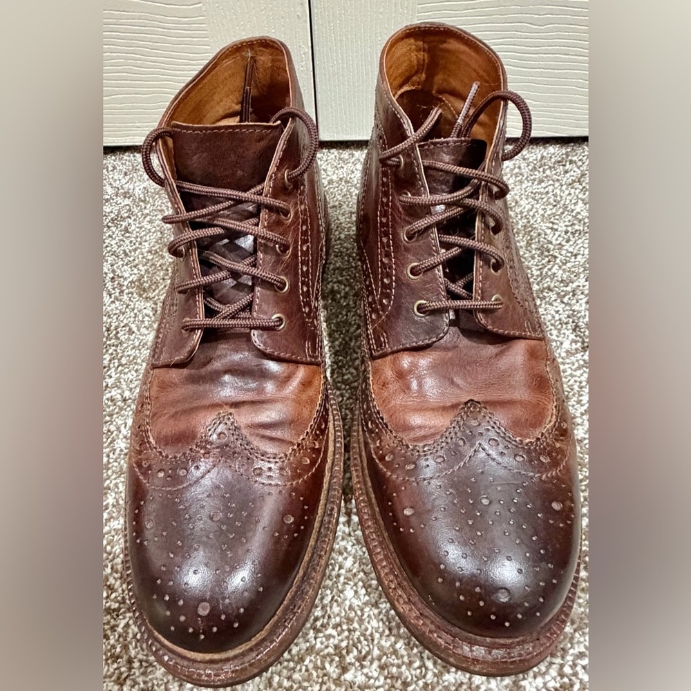 Frye Graham Brogue Chukka Boots Men’s 8.5 Brown Leather Lace-Up Ankle Dress